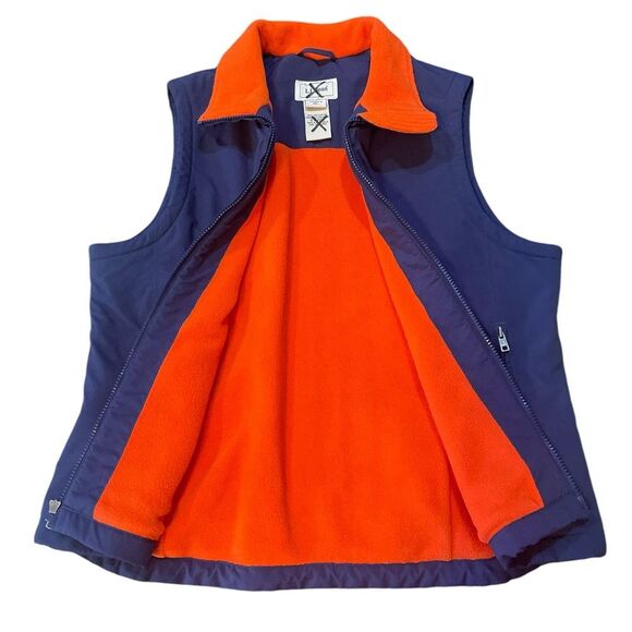 LL Bean Vest Fleece Lined Navy and Orange Womens Size Medium - Picture 5 of 12
